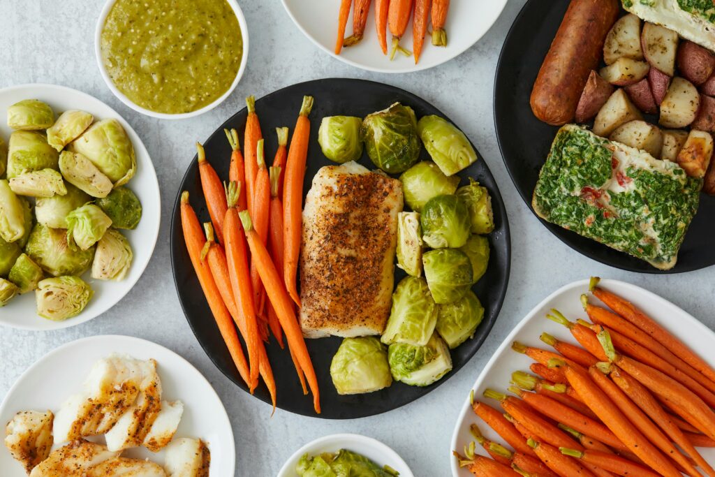 Healthy Mediterranean Fresh Vegetables Salmon